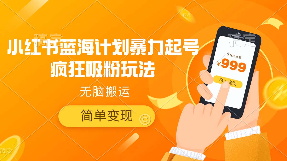 小红书蓝海计划暴力起号疯狂吸粉
